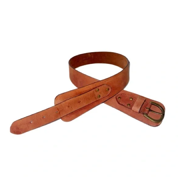 Linea Pelle Brown brass buckle belt Size Medium s-l400.jpg main image 2